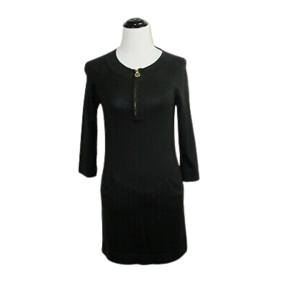 Michael Kors Black 1/4 Zip Sweater Dress Pockets S - Picture 1 of 9